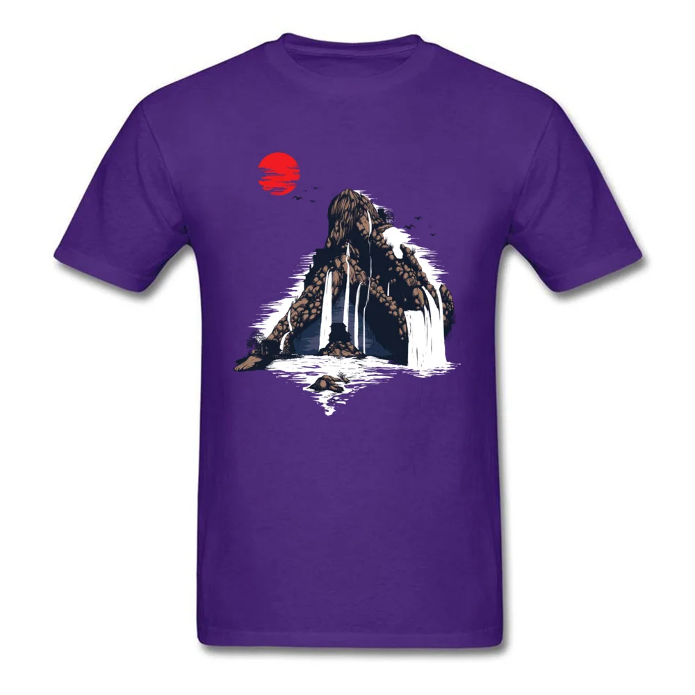 Design Short Sleeve Tops Shirts ostern Day O Neck Cotton Fabric Youth Tshirts Waterfall Design T-Shirt Prevalent Waterfall purple