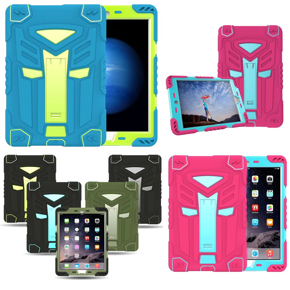 

For New iPad 9.7 2017 2018 Case Cover Kids Shockproof Heavy Duty Armor Rugged Drop Resistance 3 In 1 Silicone Hard Stand Case