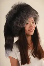 Real fox fur hat adult women solid red black gray cap round fringed beige white fedoras girl Russian mongolia beanie ushanka