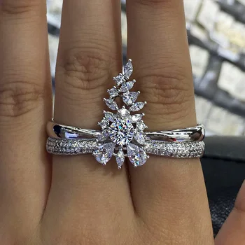 

GODKI Cover Two Finger Connected Knuckle Ring Curtain Cubic Zironia Engagement Hand Jewelry