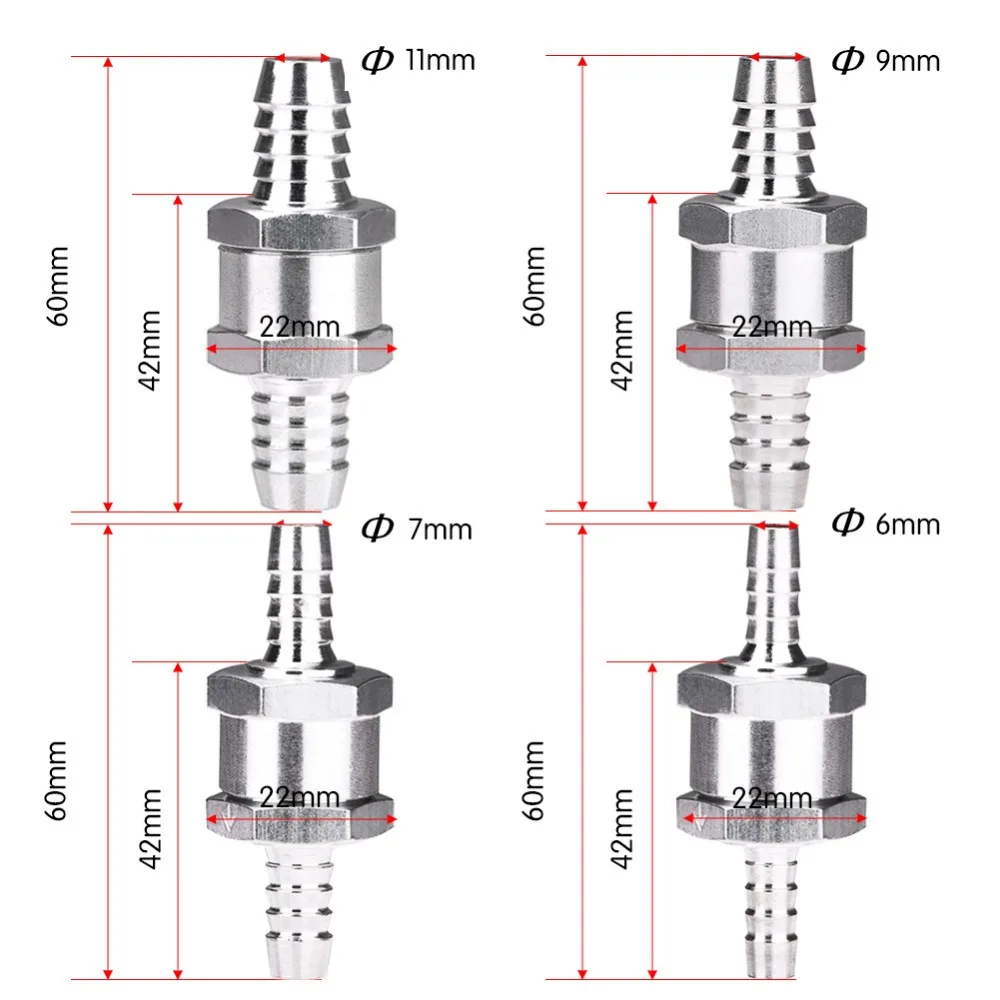 1 шт. односторонний обратный клапан из алюминиевого сплава, карбюратор для морских автомобильных караванов/RV 6 мм/8 мм/10 мм/12 мм