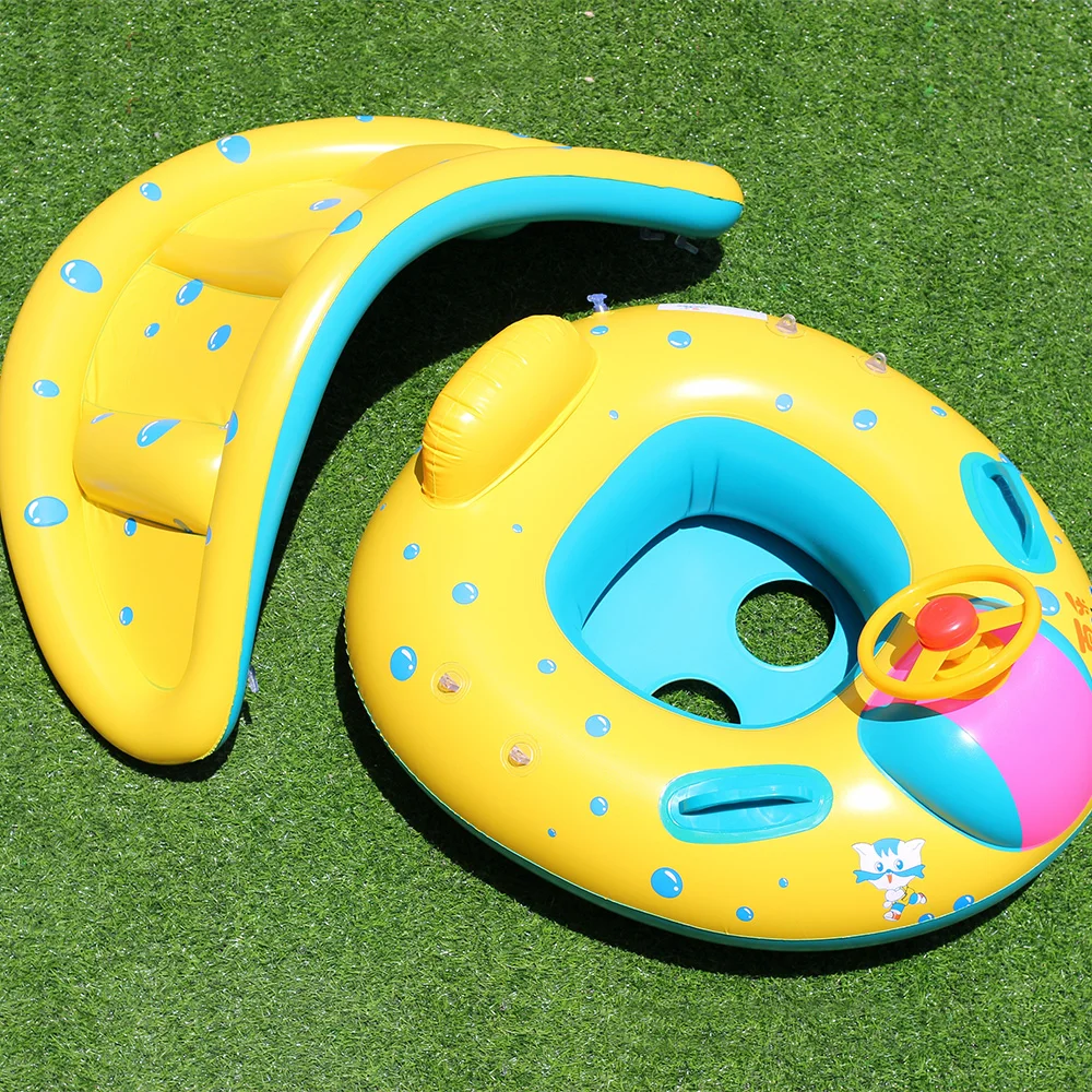 Летний надувной круг для купания ребенка кольцо детская мультяшная машина водные игрушки для ванной новорожденный поплавок Регулируемый Зонт аксессуары для плавания