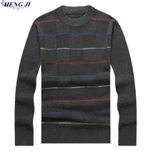 2017 winter new wool sweater, Korean version stripe color round collar and thick sweater, 100% wool, high quality, free shipping