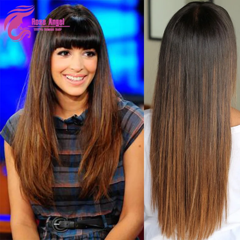 Full Lace Wig Straight With Bangs Perruques Humain Hair Perruque