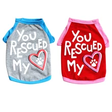 FangNymph брендовый свитер для питомца, футболка с принтом в виде сердца, одежда из хлопка, летняя майка с коротким рукавом для питомца