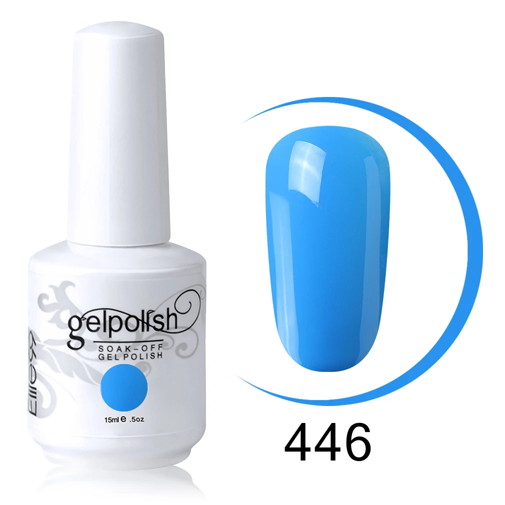 Elite99 15ml Soak Off Nail Gel Polish Semi Permanent Nail Art Manicure Gel Varnish Top Base Coat Needed Lacquer Gel For Nail - Color: 446