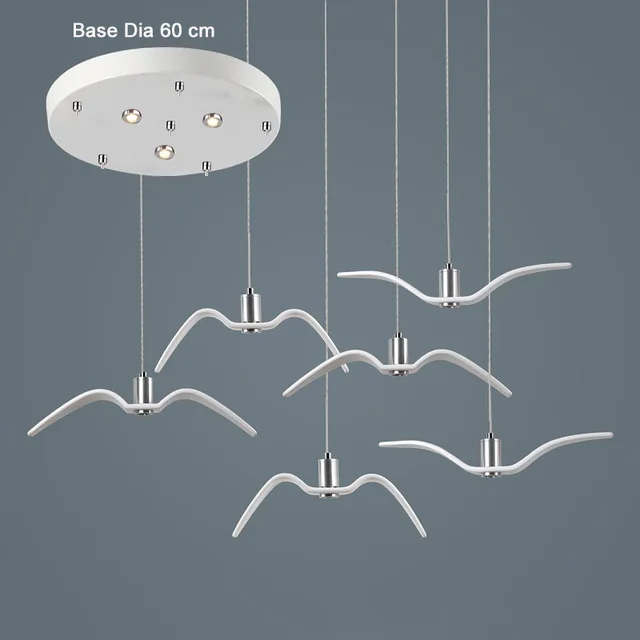 Современный светодиодный светильник-люстра Чайка, Подвесная лампа для гостиной, спальни, столовой, креативное украшение для дома с птицами - Цвет абажура: White 3 lights