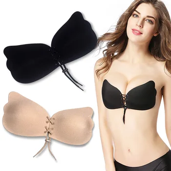 

Plus Size E F G Bandage Self Adhesive Invisible Strapless Push Up Bra Top Stick Gel Silicone Bralette Sexy Deep V Bras for Women