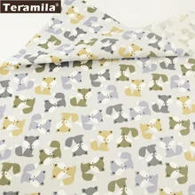 Teramila из хлопка с принтом светло-серые и желтые Мультяшные лисы дизайн Quiting Patchwork Twill материал шитье скрапбукинг