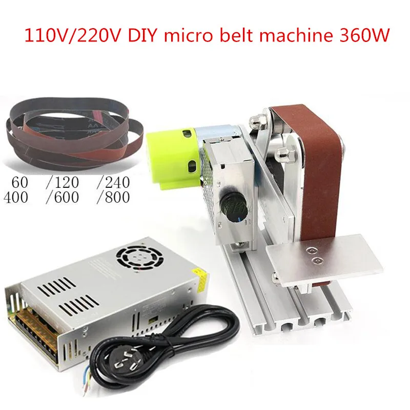 

DIY micro belt machine Electric Mini polishing sanding machine Bench sander abrasive belt grinding machine 360W Y