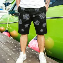 Мужские летние шорты высокого одежда для пребывания на открытом воздухе для мужчин, длина до колена, с тигровым анимальным принтом черный плюс размер 3xl 5xl 6xl 7xl xxxxxxxl