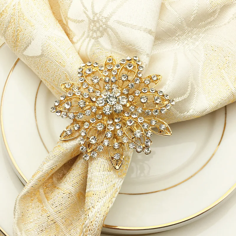 

10PCS European napkin ring napkin ring model room napkin buckle cloth circle simple modern western napkin ring alloy flower