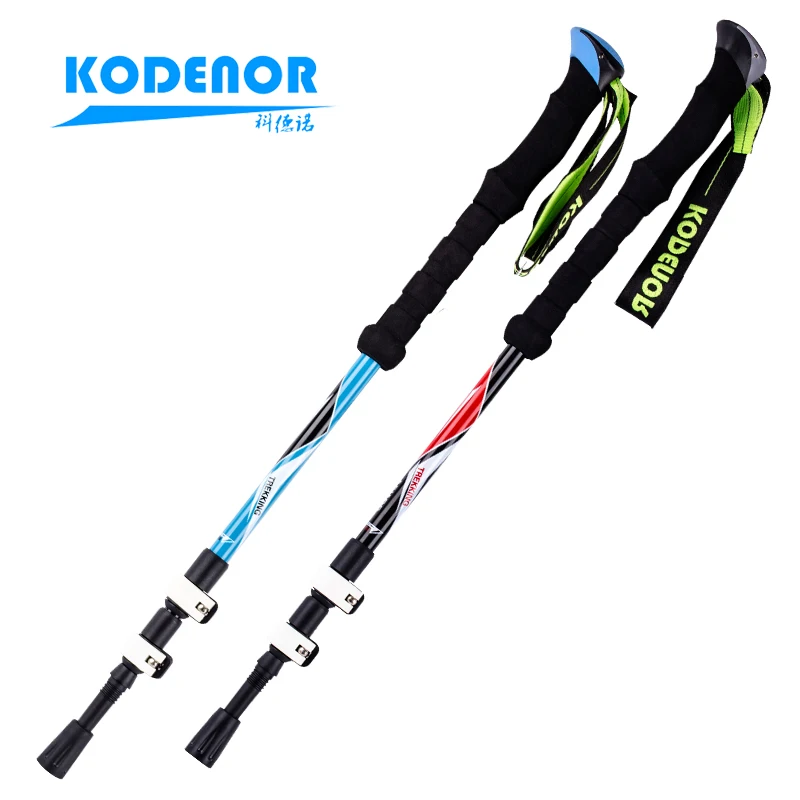 

Carbon Fiber Trekking Pole 3 Section Folding Lock Straight Handle Telescopic Walking Stick