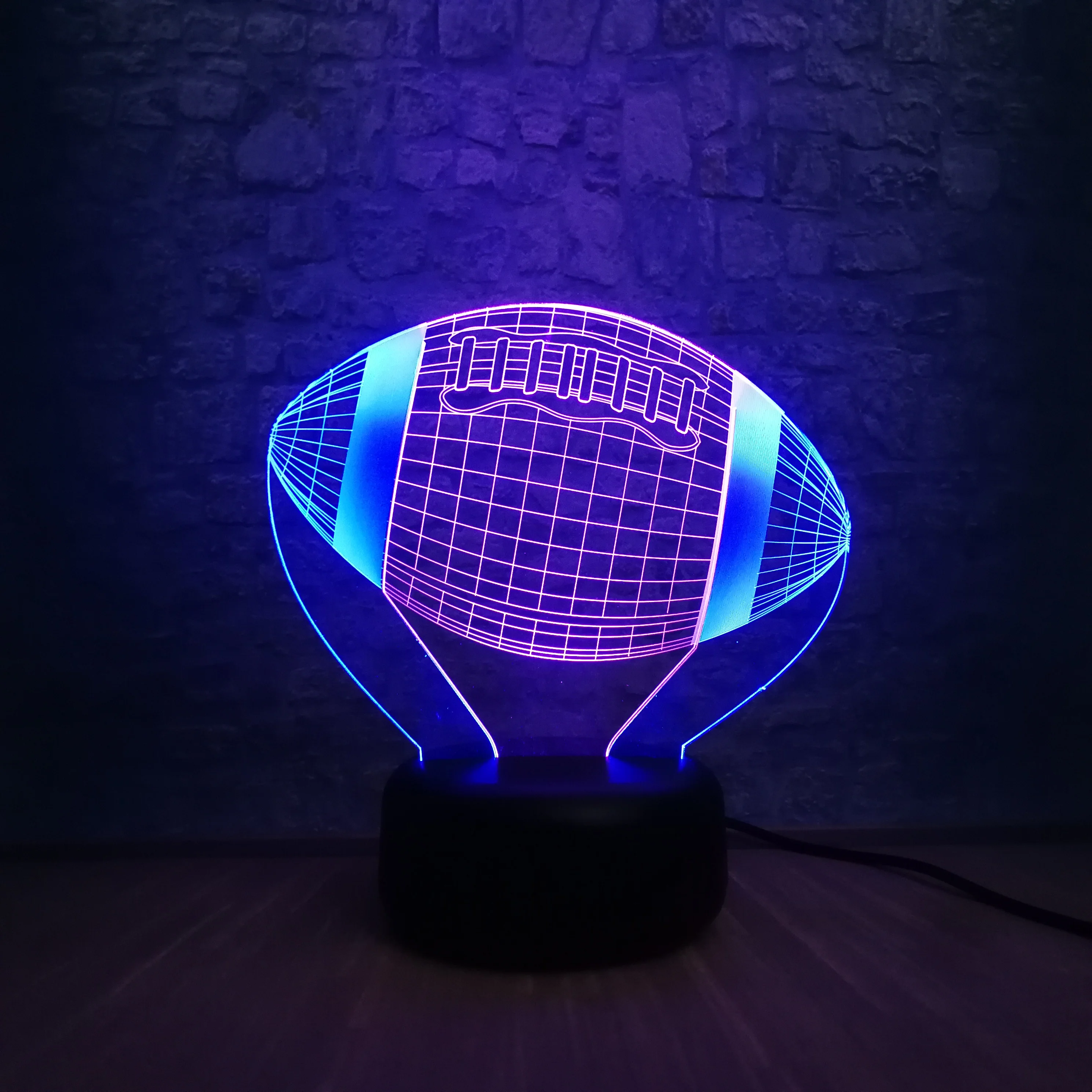 

Hot Sports American Football Ball 3D Lamp Mixed Color Multicolor Bulb Mood Night Light LED USB Gradient Kid Toy Boy Gift Props