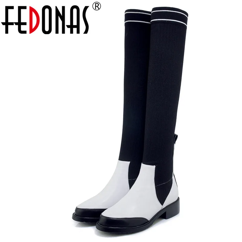 

FEDONAS 1Fashion Women Over The Knee Boots Genuine Leather Autumn Winter Warm High Heels Shoes Woman Round Toe Casual High Boots