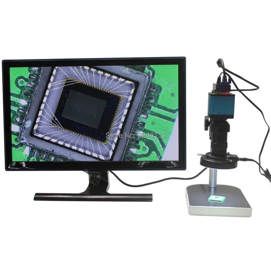 

Free Shipping HD 1080P 2.0MP Industrial Microscope Camera VGA USB AV Outputs 8X-130X C-mount Lens LED Light Source Workbench