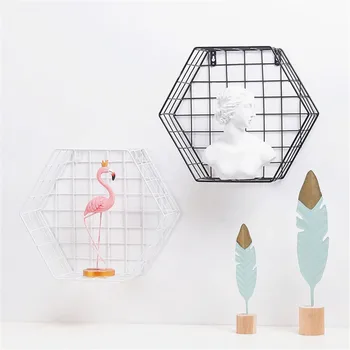 

Hexagon Metal Table Storage Basket Vogue Chic Nordic Scandinavian Wall Mounted Desk Storage Basket Magazine Organizer Home Decor