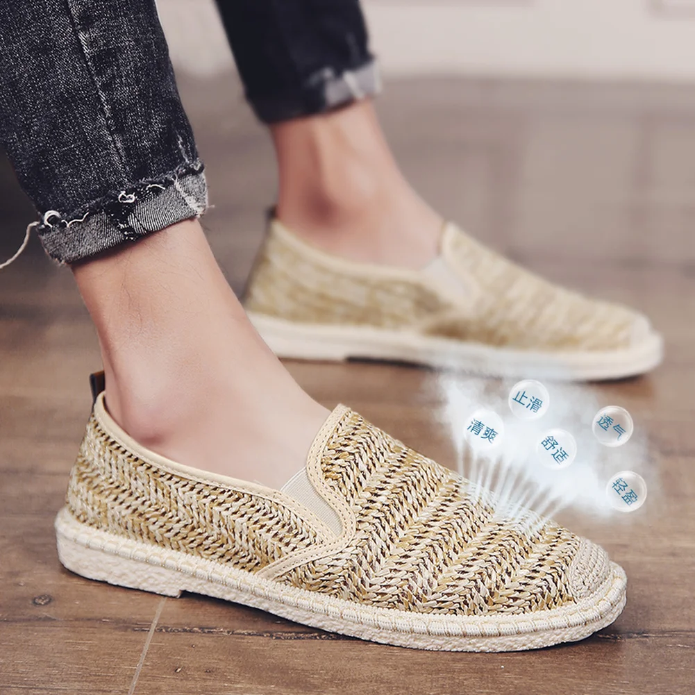 

Fires Men Casual Shoes Mesh Soft Summer Loafers Male Linen Breathable Leisure Shoes Lightweight Non-slip fisherman Man Flat Shoe