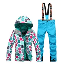 GSOU снежной Для женщин волновой точки лыжный костюм зимний ветрозащитный Водонепроницаемый Толстая теплая одежда-стойкие лыжная куртка+ лыжные штаны