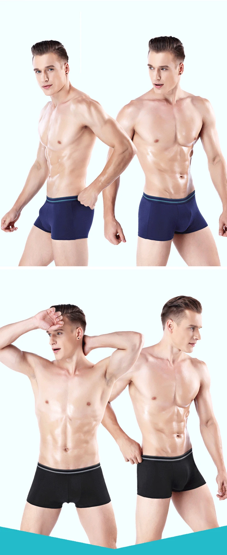 5pcs/lot Men UnderPants Boxers Man Thin Short Breathable Flexible Comfortable Shorts Boxers Solid Male Underwear Set