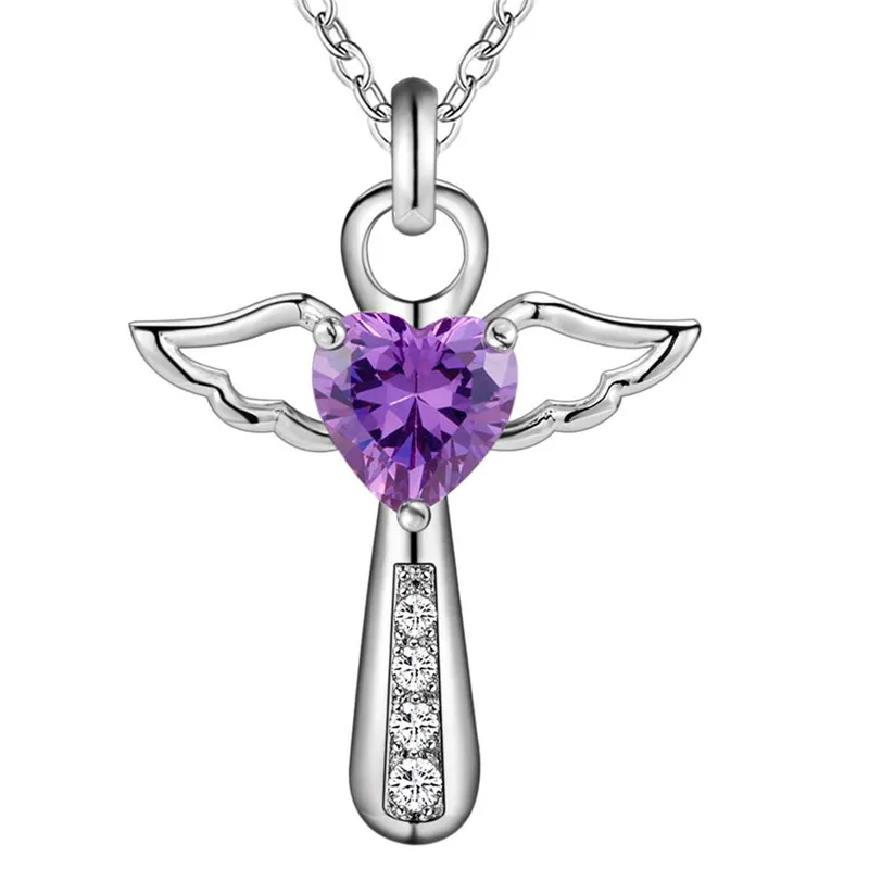 Ожерелье с кулоном в виде крыльев Ангела цирконом AAA|necklace with|cross pendant necklacedesigner necklace