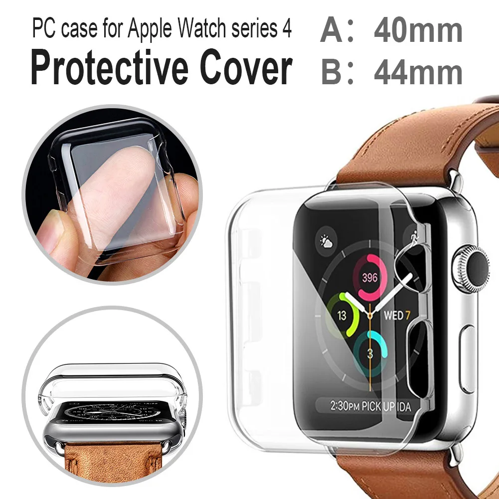 Силиконовый Жесткий Чехол для Apple Watch Series 4 44 мм 40 мм PC защитный чехол s для Iwatch Универсальная крышка ультра-тонкая прозрачная рамка