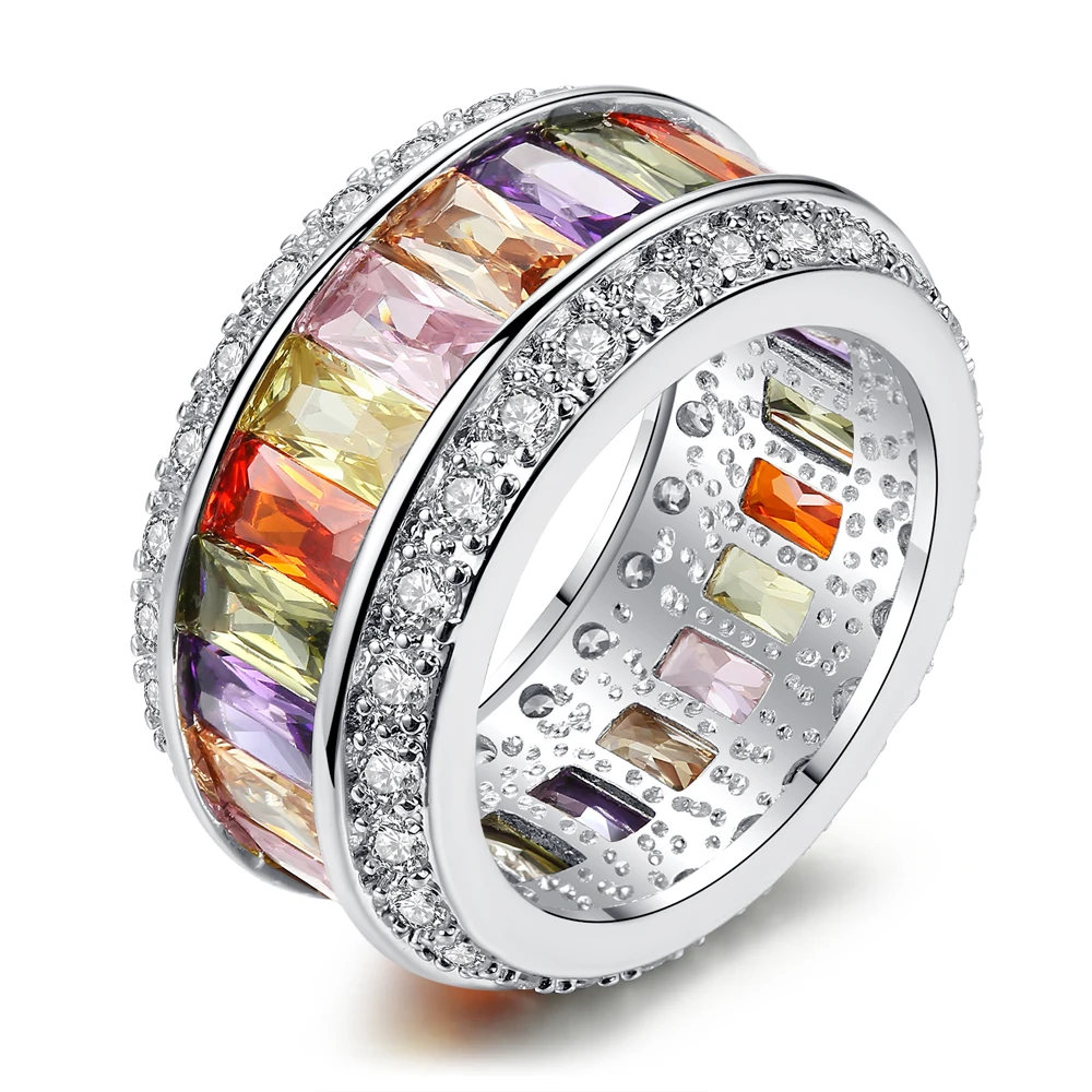 CiNily создан многоцветный драгоценные камни циркон Посеребренные новая распродажа для женщин Ювелирный свадебный подарок кольцо Размер 6-9 NJ81