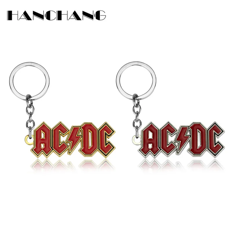 

Hot Rock Music Band AC/DC ACDC Red Logo Key Chain Fashion Women Men Accessories Metal Key Ring Letter Keychain