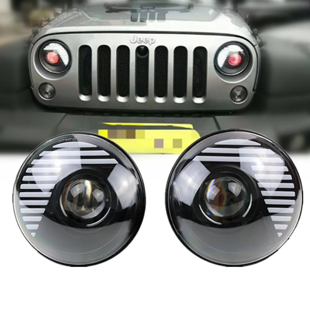 Светодиодный круглый проектор DRL демонический глаз 7 дюймов лампа для фар Jeep 2 door 4
