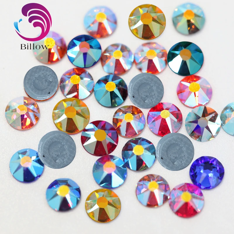 

2088 Best Quality Crystal AB Hotfix Rhinestone 16 Cut Facets Glass Hotfix Stone SS16 SS20 AB Colors Iron On Strass B3304