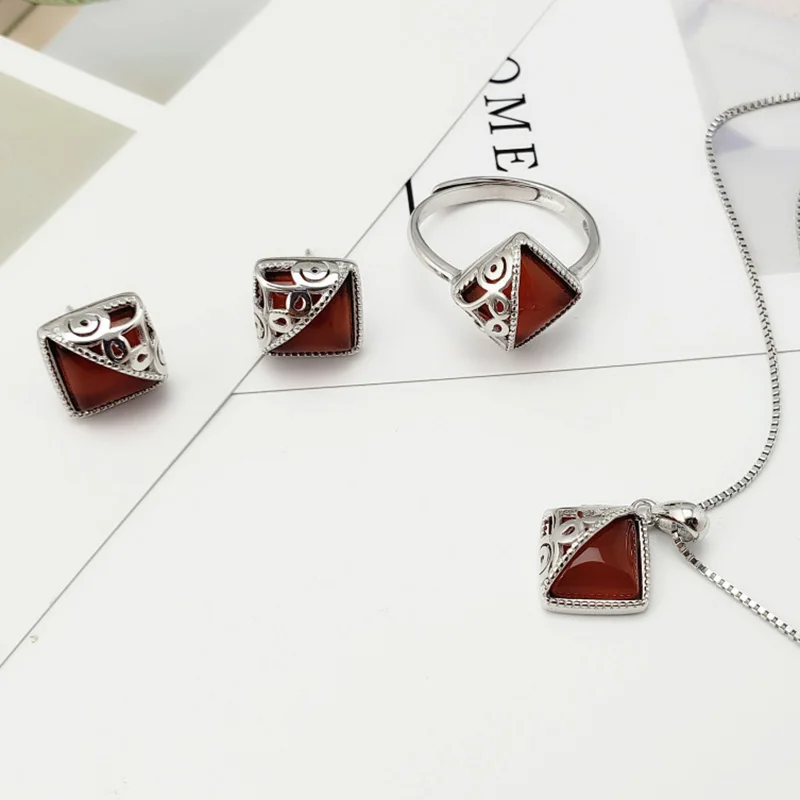 Guaranteed Sterling Silver 925 Jewelry Set Retro Ethnic Women