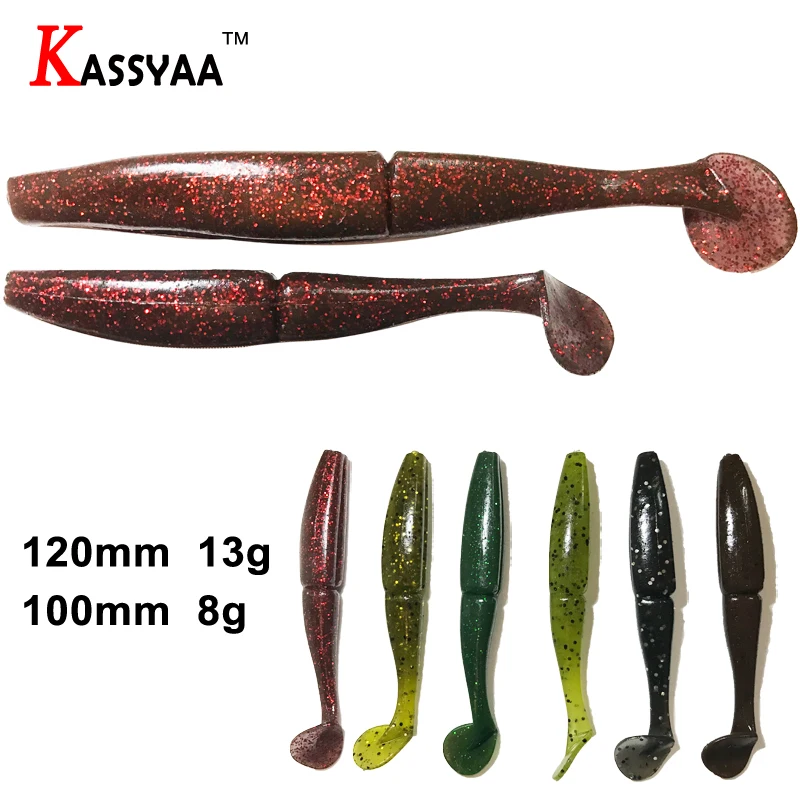 KASSYAA 2pcs Big Soft Salt Smell Lure Bait Paddle Tail Silicone Fishing Lure Lifelike Worm Rubber Swimbaits Lure Baits KXY086