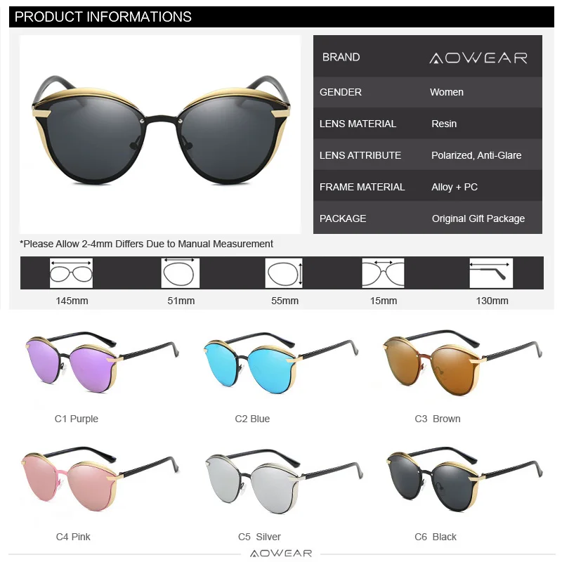 AOWEAR, модные, кошачий глаз, солнцезащитные очки, женские, поляризационные, Роскошные, качественные, зеркальные, кошачий глаз, солнцезащитные очки, для девушек, UV400, защита для глаз, оттенки