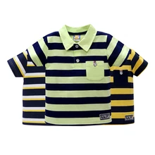 Г. Детская летняя рубашка с короткими рукавами из хлопка для мальчиков, 3 шт./партия Одежда в полоску для малышей Модная одежда для младенцев