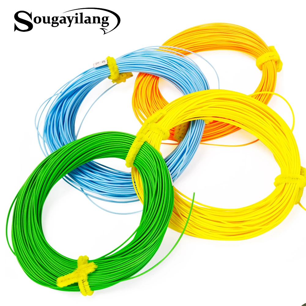 Sougayilang 4F 5F 6F 7F 8F Fly Line 100FT Вес вперед Nymph плавающая рыболовная леска 4 цвета полиэтилен Fly рыболовный шнур