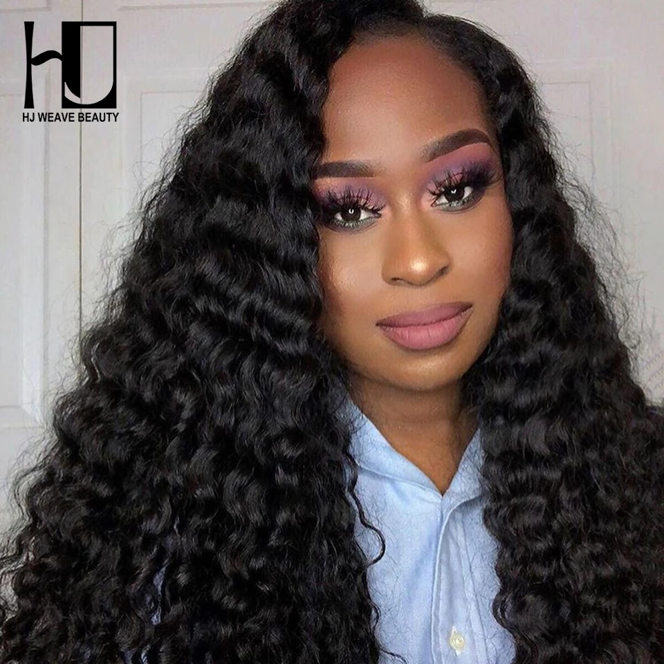 

HJ WEAVE BEAUTY 4x4 Lace Closure Wig Brazilian Virgin Hair Deep Wave Human Hair Wigs For Black Women Glueless Lace Wigs