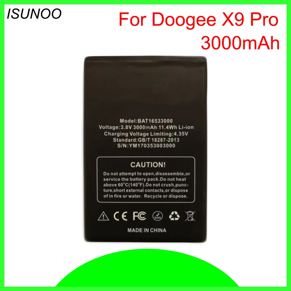 ISUNOO 10 шт./лот 3 8 в 3000 мАч аккумулятор Для DOOGEE X9 pro BAT16533000 Сменный для 5 дюймов