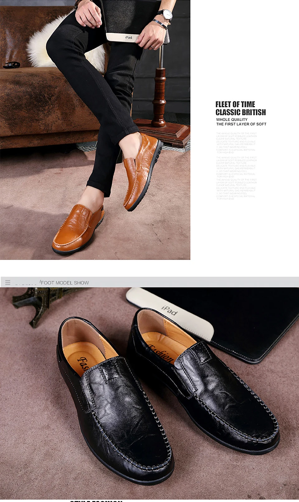 Lightweight Leather Moccasin Men Flat Casual Loafers Shoes