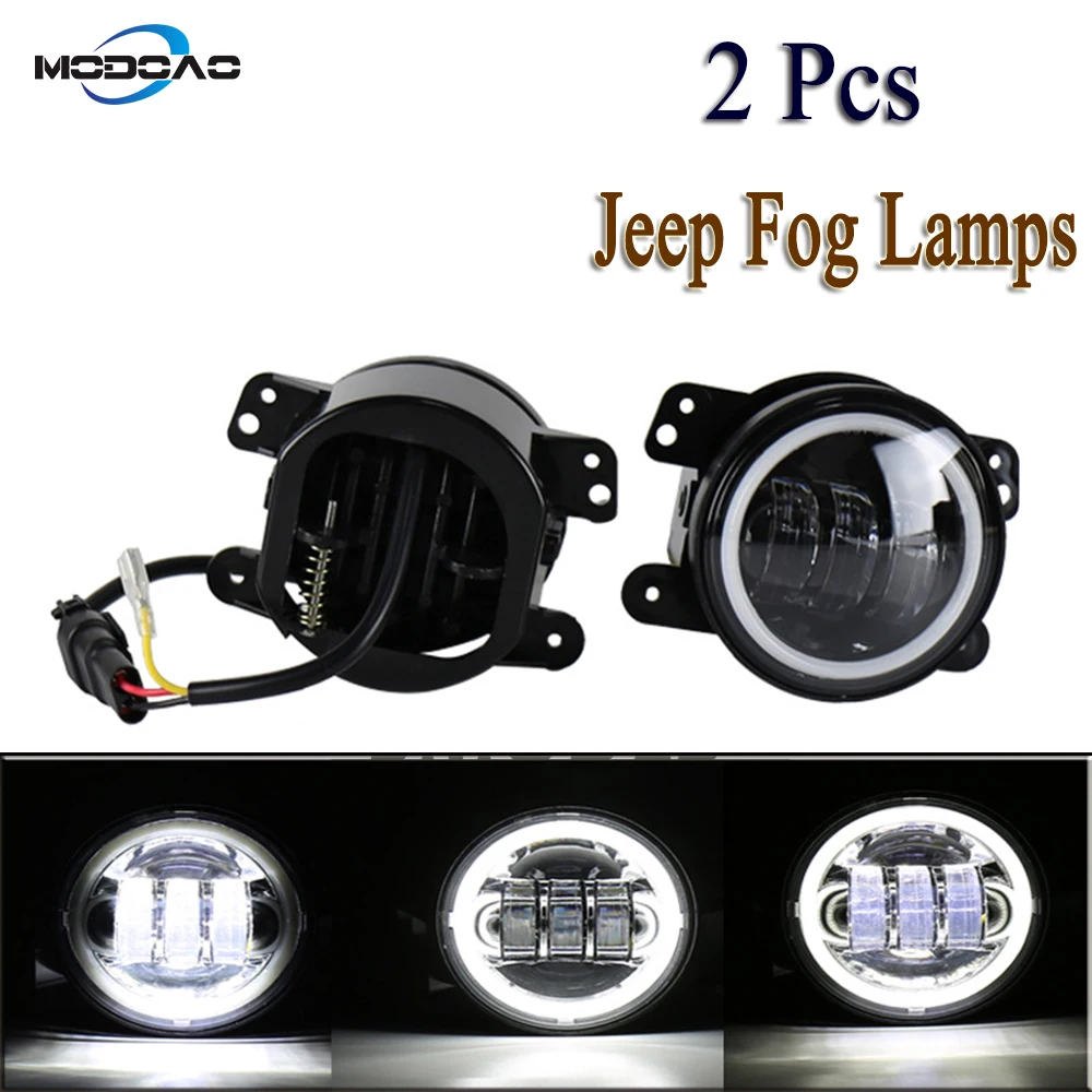 

Pack of 2 LED Vehicle Fog Lamps 30W 4 inch SUV Fog Lights Angel Eyes LED Truck Fog Lights 6000K Waterproof Lights