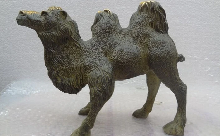 

S3743 10" Chinese Bronze Gilt Fu Wealth Animals Running Camal Camel Statue Sculpture D0318