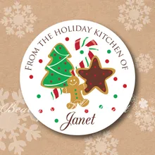 Пользовательские праздничные кухонные рождественские наклейки, веселые рождественские бирки, подарочные этикетки на Рождество, украшения для кексов, рождественские украшения