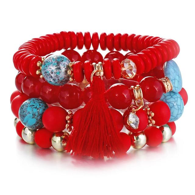 Fashion Multilayer Crystal Lava Stone Beads Wing Tassel Bracelets & Bangles Pulseras Mujer Jewelry for Women Gift
