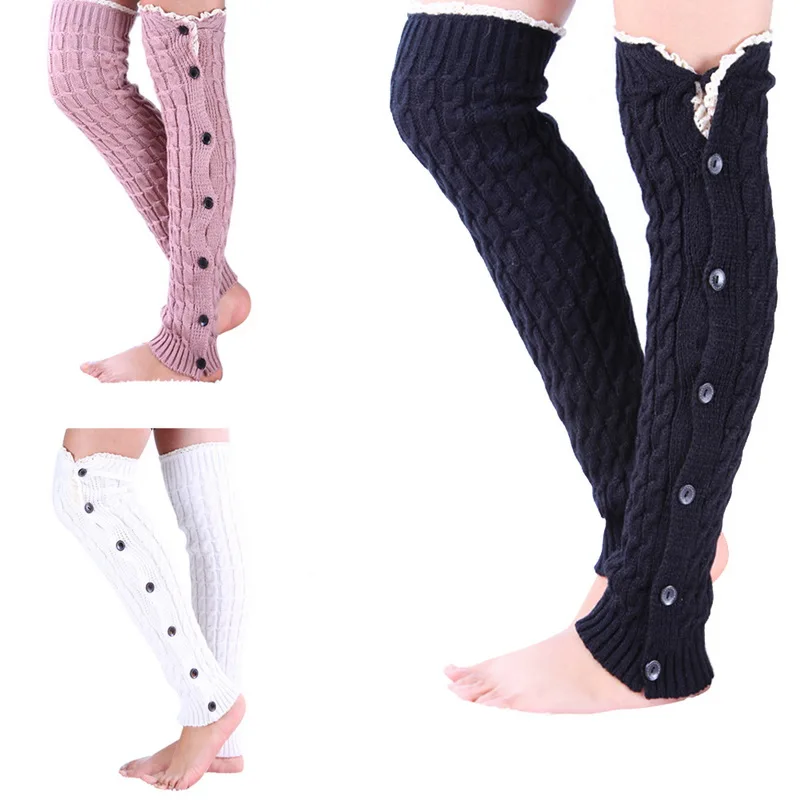OEAK Women Christmas Button Lace Twisted Leg Warmers-3 Pairs Women's Buttoned Lace Socks Twisted Socks