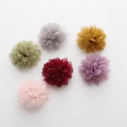 50 шт. шифона марлевые цветы ручной работы волос брошь DIY аксессуары для изготовления ювелирных изделий