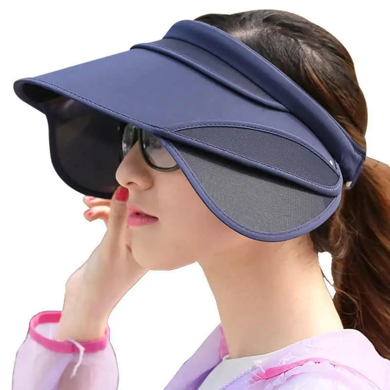 

2019 New Retractable Visor Female Summer Sun Empty Top Hat Riding Outdoor Sports Cap UV Sun Hat Woman Beach Hat Fishing Cap