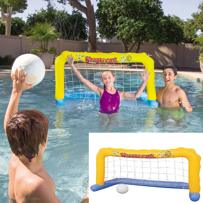 Inflatable-Swimming-Pool-Football-Goal-Volleyball-Net-With-Ball-Game-Water-Sports-Floating-Island-Mattress-Party