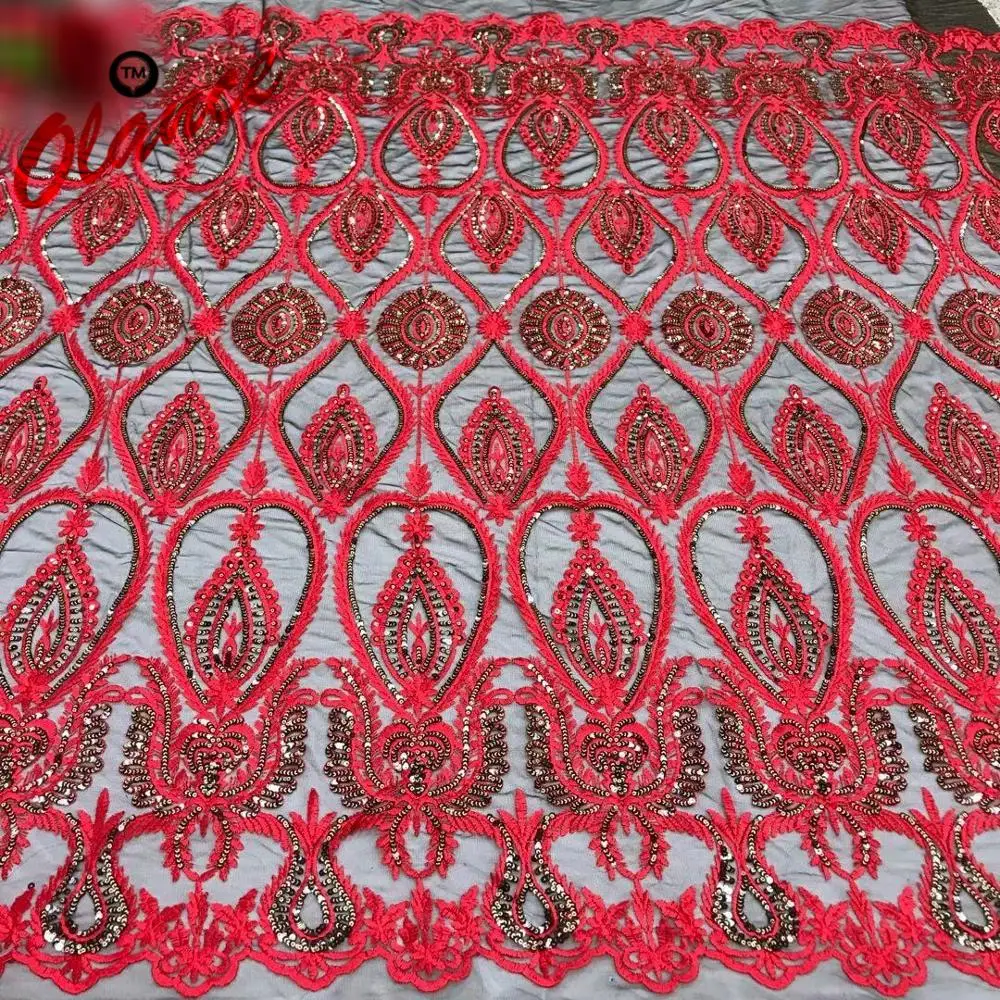 

For Sale! Symmetrical design with Elegant Sequins 4 colors insock AF330 Free Shipping Party Dress Cheap Price Tulle Lace Fabric