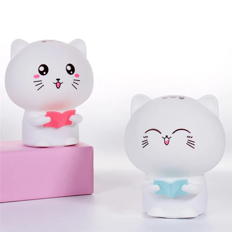 

Cute Cat Lights Organic Silicone Night Light USB Rechargeable Bedside Lamp Baby night light for children's room