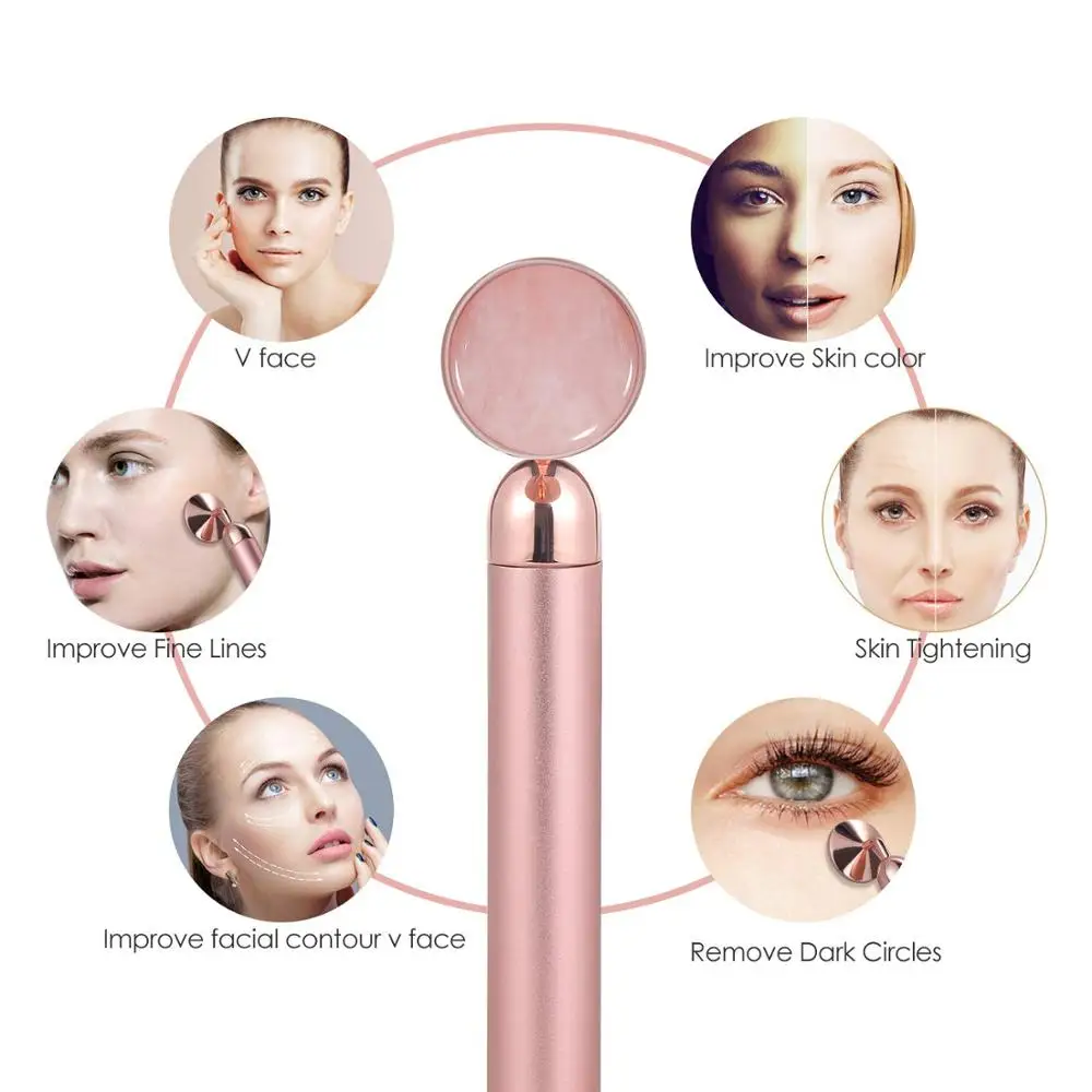 Beauty Bar 24K золотой импульсный массажер для лица натуральный круглый нефритовый