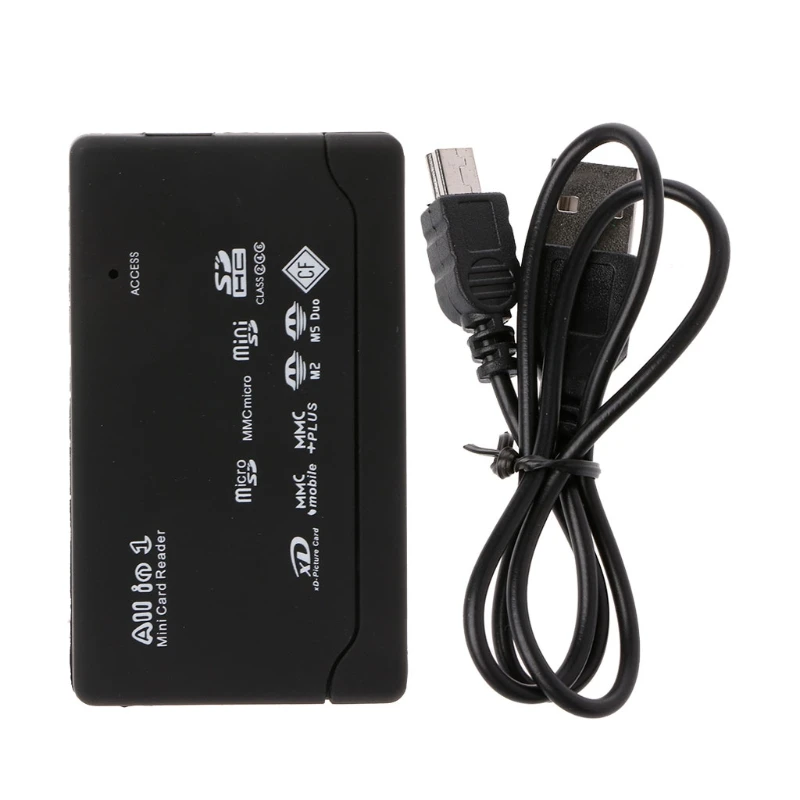 WHITE ALL IN 1 MULTI MEMORY CARD USB READER SD SDHC MINI MICRO M2 MMC XD CF MS